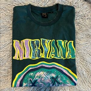 NIRVANA Smiley Face Tee - Dark Green- Small